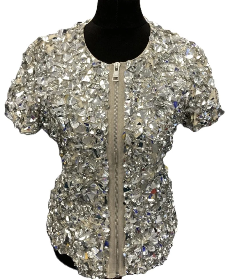 Gorgeous Ladies Burberry PRORSUM Linen Sequin & Beaded Jacket Size 10 BNWT - Image 2 of 4