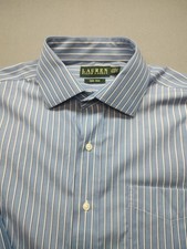 Lauren Ralph Men's Lauren Non-Iron Blue Button Down Dress Shirt Mens Sz 16 32/33