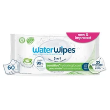 WaterWipes Sensitive+ Hydrating Boost Wipes, 3-In-1 1 Count (Pack of 60) 