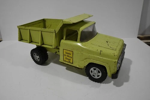 Rare Green, Vintage Pressed Steel 1959 Tonka State Hi-Way Dump Truck #B-207 Good