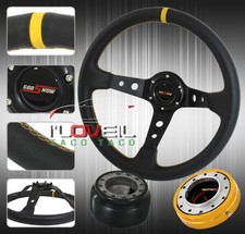 350mm Detachable Steering Wheel Combo - Gold Quick Release Hub Horn Button 350mm Detachable Steering Wheel Combo - Gold Quick Release Hub Horn Button