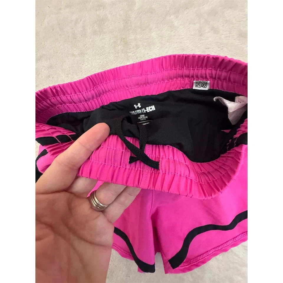 Under Armour Girls' XS Pink & Black Athletic Shorts Sports Activewear - Image 4 of 4