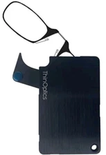 ThinOptics Armless Ultralight Readers with Stainless Steel Wallet, Black