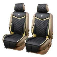  car seat Covers seat Cushions Luxe Fit Faux 2 x Front Seat Cover Black Gold