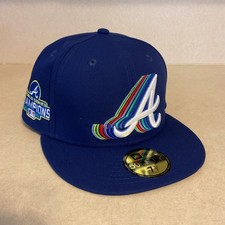 Atlanta Braves New Era 59Fifty Fitted Cap Hat Multi Color Logo Size 7 1/2