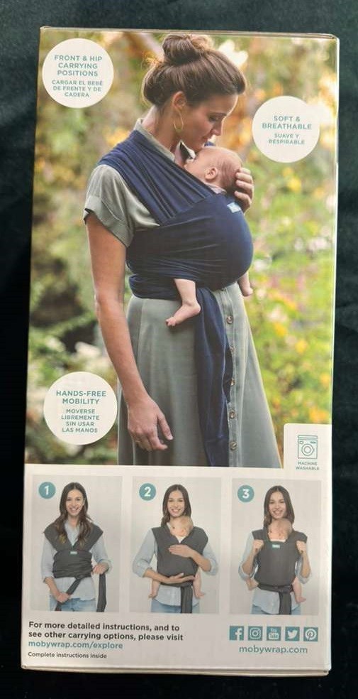 Moby Basics Baby Wrap Carrier – Soft Breathable Fabric – Newborn to Toddler