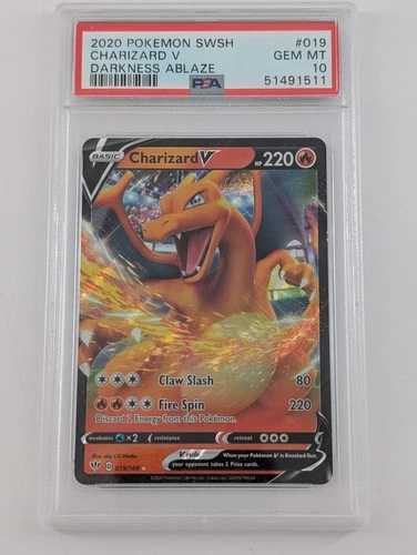 Pokemon Charizard V Holo - PSA 10 - Darkness ablaze #19 - Mint