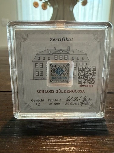 Geiger Edelmetalle 1 Gram .999 Fine Silver Bar Square Capsule Assay!!!