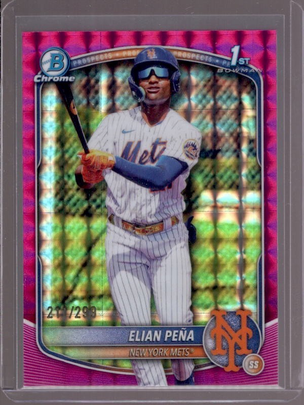 ELIAN PENA 2025 Bowman Chrome 1st #BCP-155 Fuchsia Geometric Refractor RC #/299