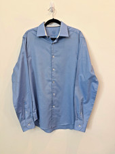 Bugatchi Uomo Button Down Shirt Men s Size 16.5 36/37 Blue Quiet Luxury Preppy
