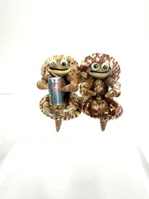 Vtg Sea Shell Art Sculpture 2 Googly Eyes Ocean Shell Frogs Drinking Dr Pepper