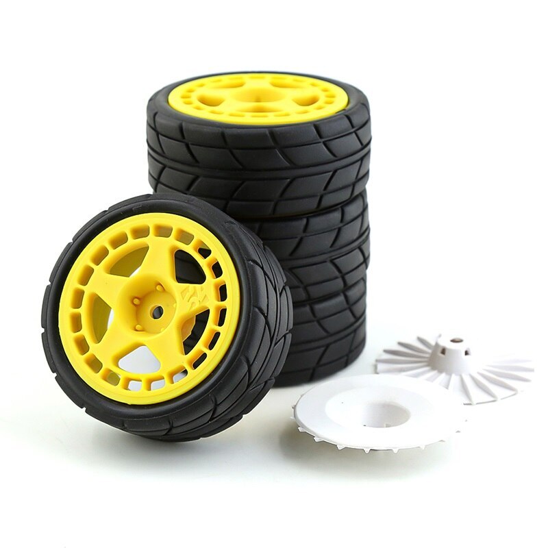 Wheels & Rubber Tires Set For Tamiya Tt01 Tt02 Tt01e