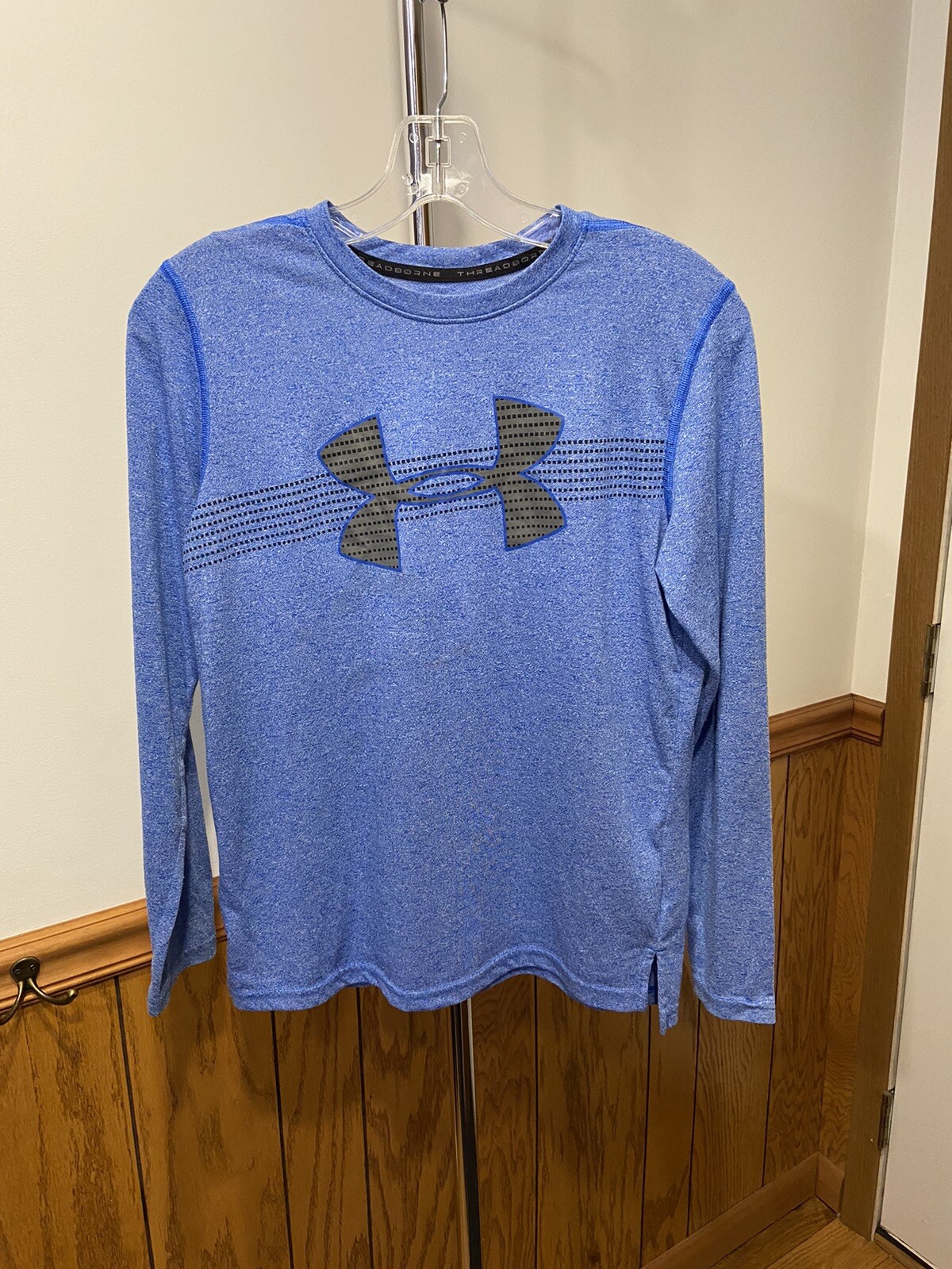 Under Armour Youth Large Blue Threadborne Long Sleeve Heat Gear Pre