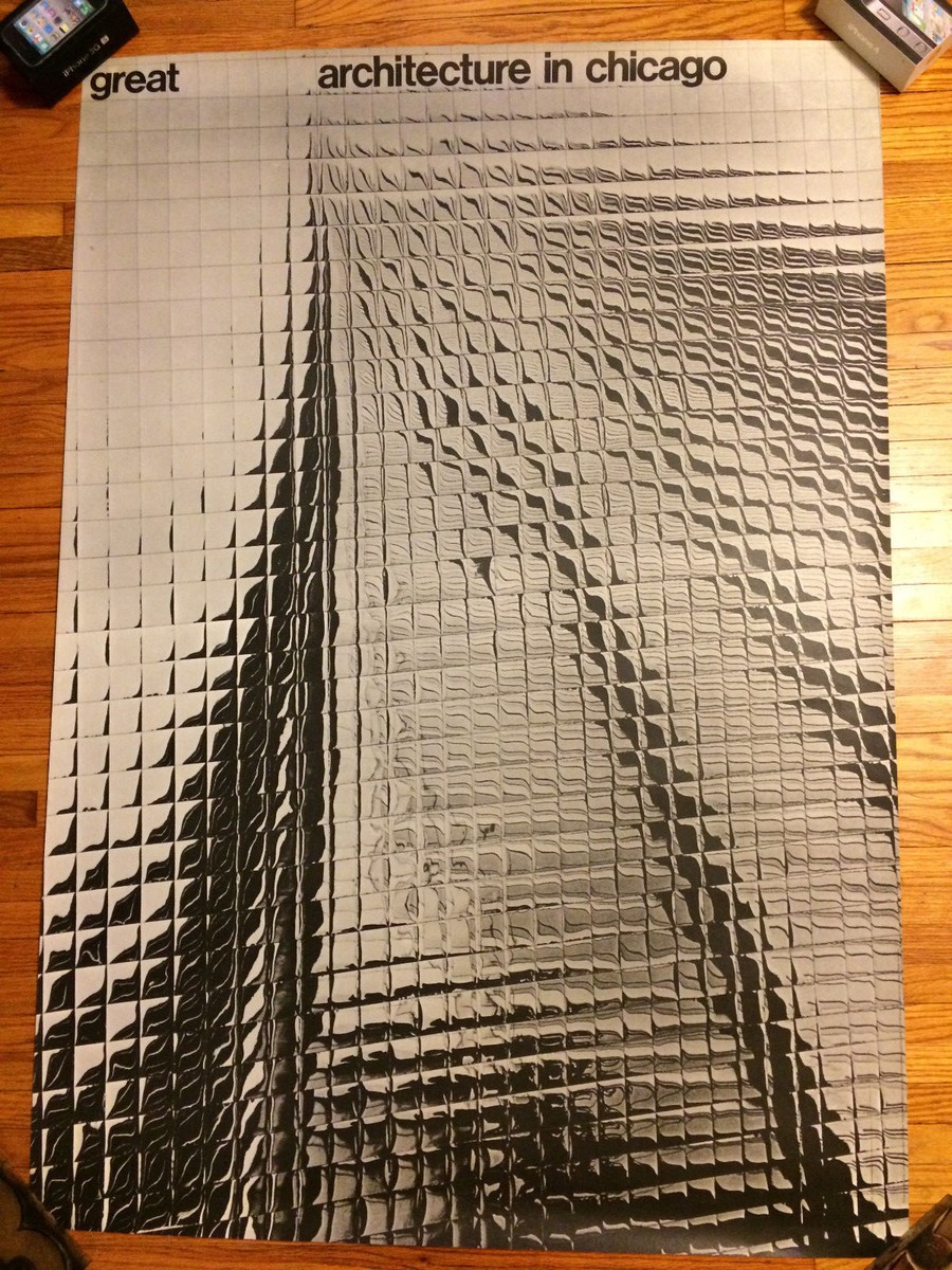 Vtg 60s Poster Chicago Tomoko Industrial Mid Century Modern