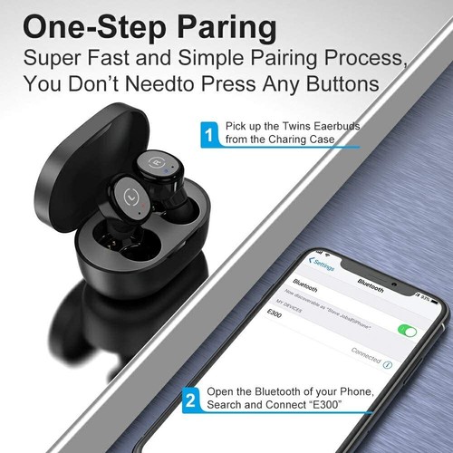 Mini auriculares inalámbricos Bluetooth 5.0 in auriculares ligeros negros - Imagen 4 de 4