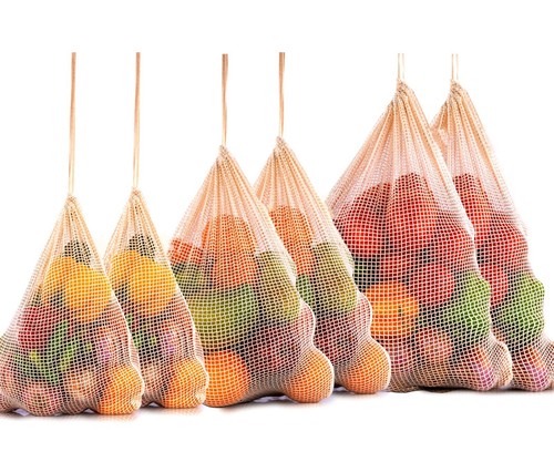 Reusable Produce Bags Set of 6 100% Organic Cotton Mesh Shopping Bag Grocery Bag - Picture 9 of 12