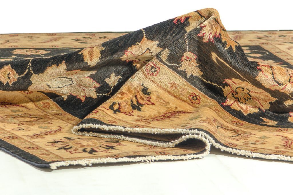 Afghan Chobi Ziegler Teppich Handgeknüpft 170x240 Beige Blumenmuster Wolle