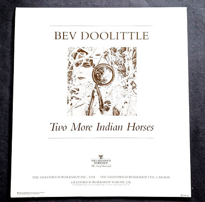 1995 Bev Doolittle Two More Indian Horses Signed, Numbered Original Folder, COA