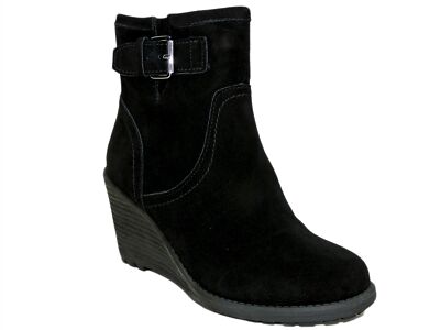 Carlos by Carlos Santana Women's Trace Wedge Boots Black Suede Leather Size 5 M