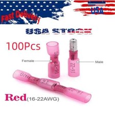100PCS Heat Shrink Bullet Wire Connectors 22-16AWG Female Male Crimp Terminals