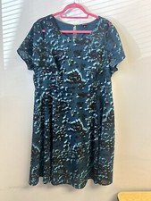 NWOT Torrid Georgette Teal Floral Short Sleeve Skater Dress Cutout Detail Size18