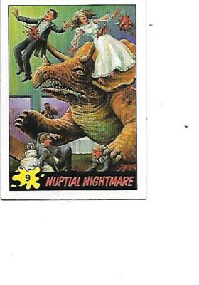 1988 Topps Dinosaurs Attack Trading Card #9 Nuptial Nightmare VG