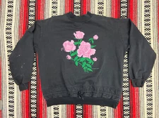 Vtg Sweatshirt Womens Sz L Sportswear Art Unlimited 1990 Floral Drawsting Bottom
