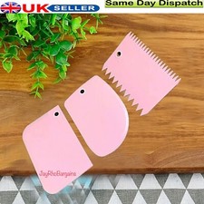 3 Pcs Plastic Cake Scraper Spatula Set Pastry Dough Fondant Cream Cake Edge Pink