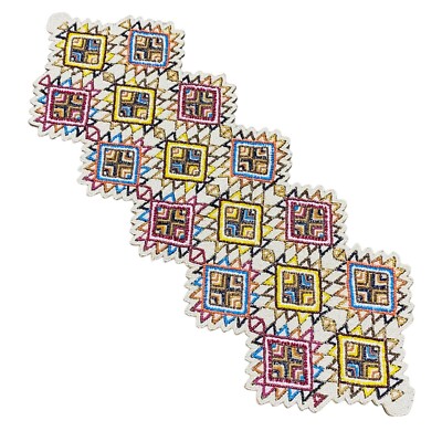 World Market Multicolor Geometric 36in Beaded Table Runner  display picture 1
