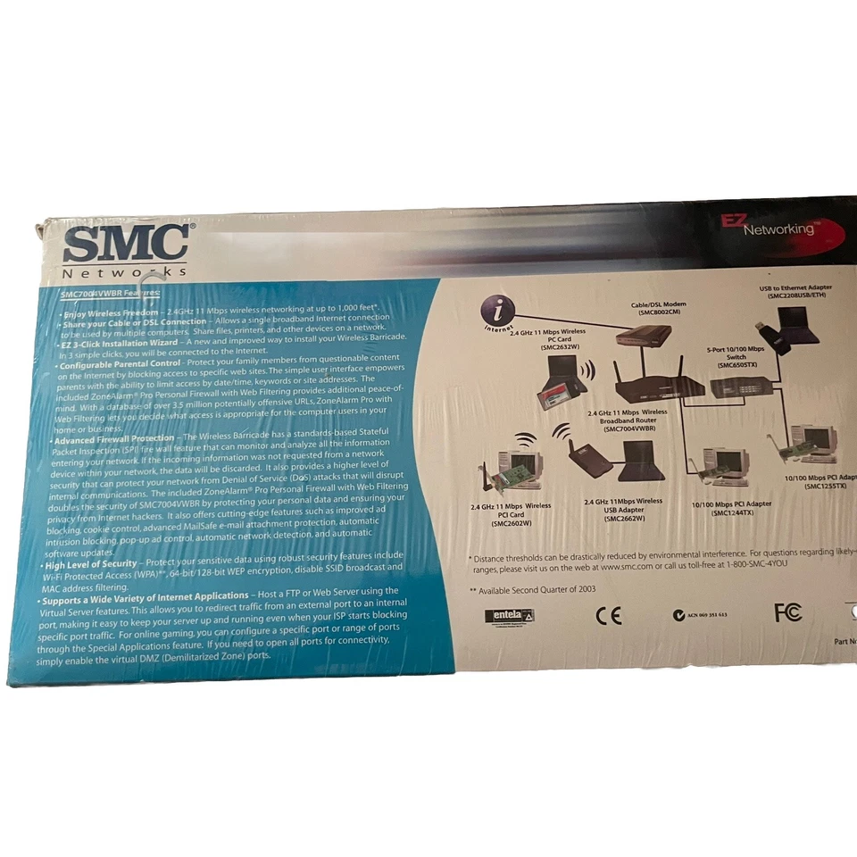 NEW SMC7004VWBR Barricade Cable/DSL Router w/ 4-Port 10/100Mbps and 802.11b - Image 2 of 4