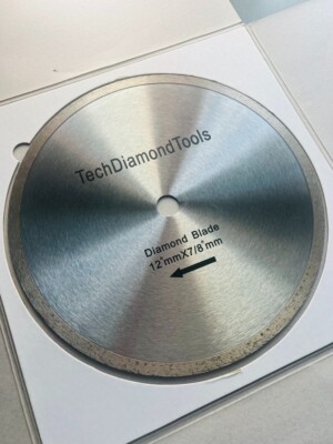 TechDiamondTools 12'' Continuous Rim Diamond Saw Blade, Arbor 7/8''