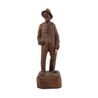 Benoit Pelletier St Jean Port Joli Hand Carved Sculpture Man with Walking Stick