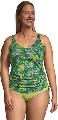 ゼニスアンドナディア　ウェア NWT Lands End Adjustable Cinch V-Neck Underwire Tankini Top