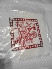 Red Flowers Birds Strawberries Screenprint Frame Sewing, Quilting or Framing VEA
