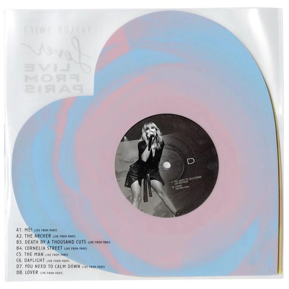❤️ Taylor Swift LOVER (Live From Paris) Heart Shaped Vinyl Record LP IN HAND - Image 3 of 3