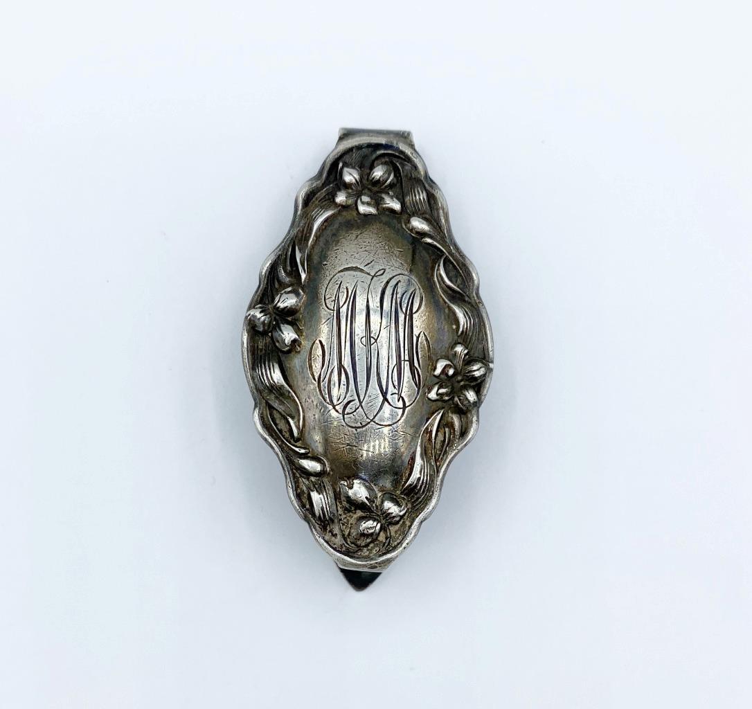 タイムSALE❤️ラルフローレン silverアンティークブローチ Antique Victorian Sterling Silver Iris Flowers Chatelaine Clip R