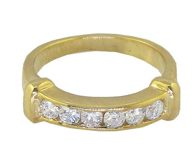 Anillo de boda de aniversario de diamantes cultivados en laboratorio VVS F 0,45 quilates de oro amarillo sólido de 14 quilates Foto 4 de 4