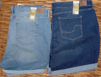 SIGNATURE LEVI STRAUSS PLUS SZ MID-RISE STRETCH 5'' DENIM SHORTS NEW W/TAGS