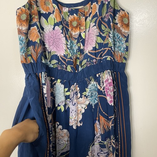 Anthropologie Moulinette Soeurs blue floral silk mini dress with pockets Medium - Picture 3 of 7