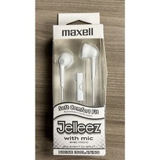Maxell Jelleez Earset Earbuds With Mic White JELM-WH 199728 Noise Isolating