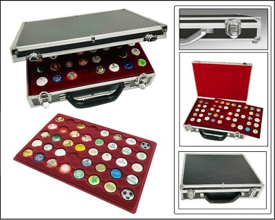 Kronkorken Sammelkoffer 6 rote Tableaus runde Fächer für 240 Deckel Look 1269-9