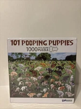 NEW “101 Pooping Puppies” 1000 Piece Puzzle Dogs Funwares Sealed