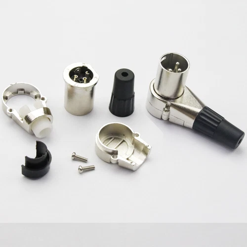 2x Adjustable Right Angle 3 Pin XLR Male Connectors Pro Audio 7 Position Plugs - Picture 5 of 7