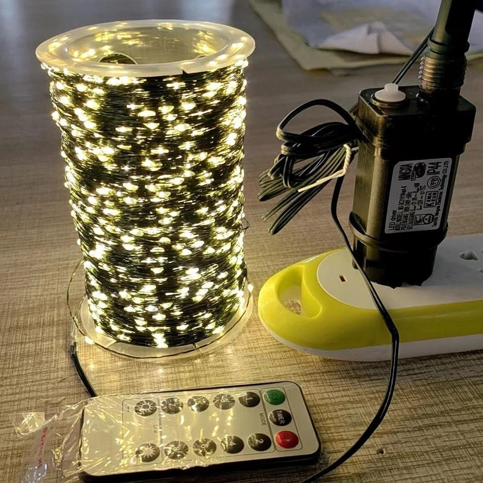 Christmas Tree String Lights Green Wire Dimmable with Remote Control for Decor - Image 4 of 4