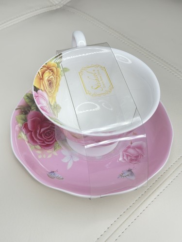 STECHCOL Gracie Bone China Roses & Butterfly Set Footed Tea Cup & Saucer NEW - Picture 4 of 9