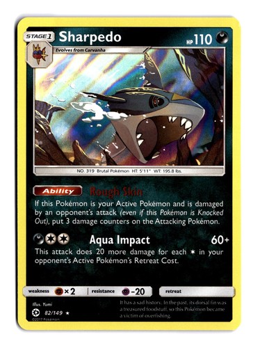 Pokemon Card Sharpedo 82/149 Holo Sun & Moon Base Set