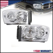 Pair Chrome Headlights Clear Reflector For Dodge Ram 150025003500 2006-2008