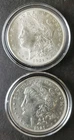 1921 (P) and D $1 Morgan Silver Dollars in Capsules