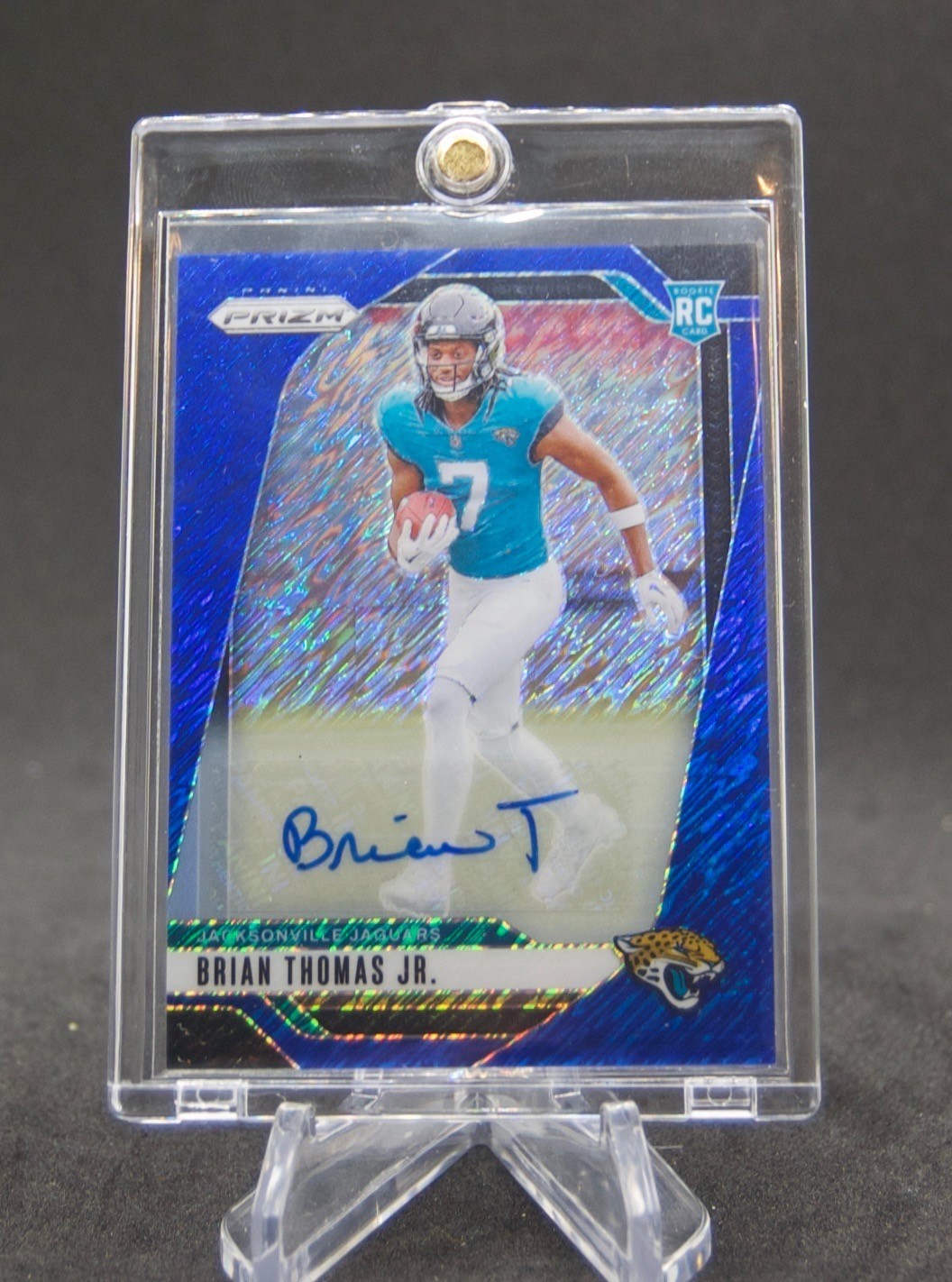 2024 Panini Prizm Brian Thomas Jr. Blue Shimmer Auto /25 FOTL