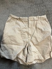 Liz Claiborne The Chino Shorts Khaki Tan Vintage High Waist Flat Front size 12